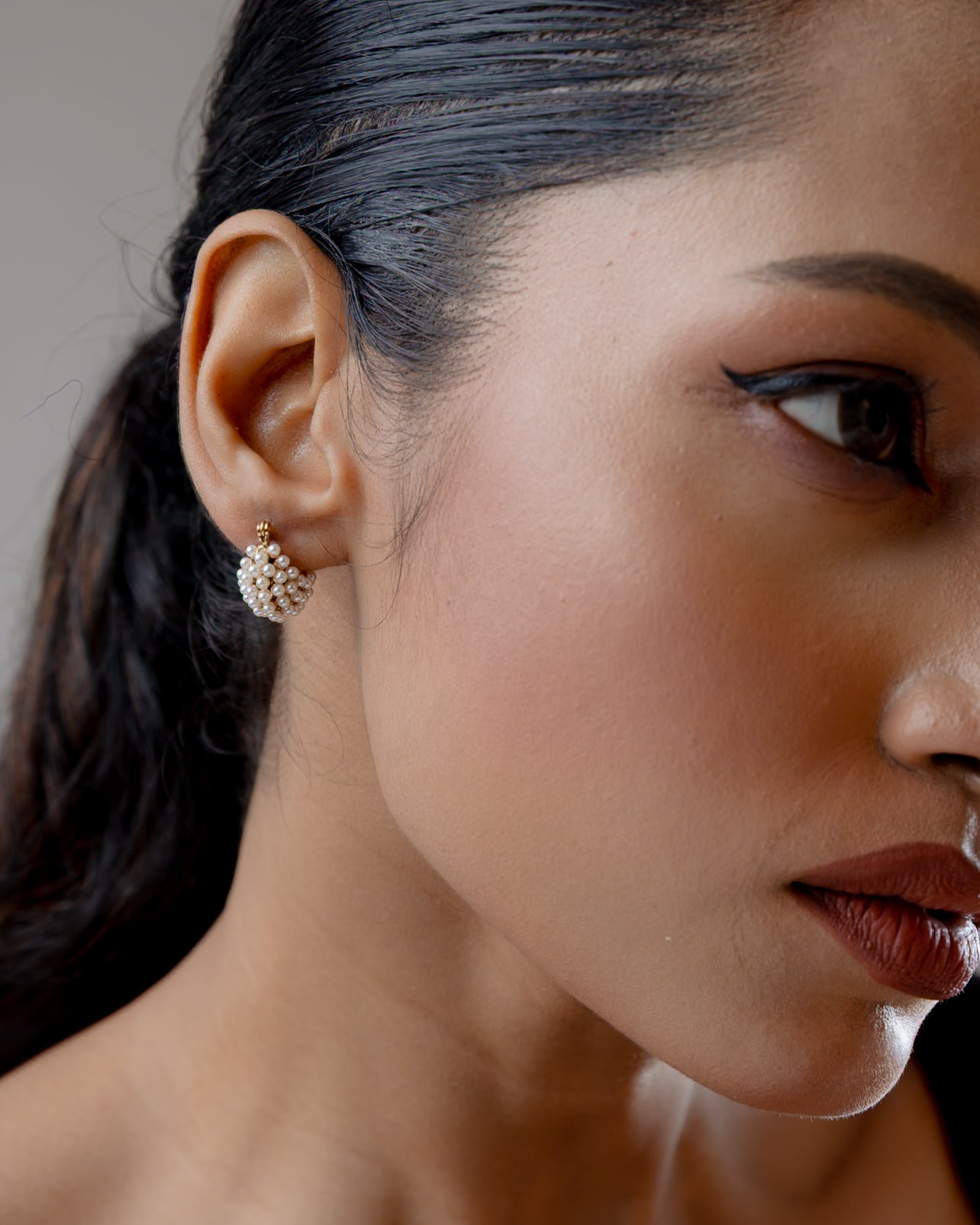 Ivory Royale Pearl Huggie Hoops (24K Gold Plated)