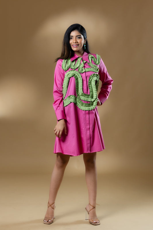 Pink Italian Cotton Frills Dress