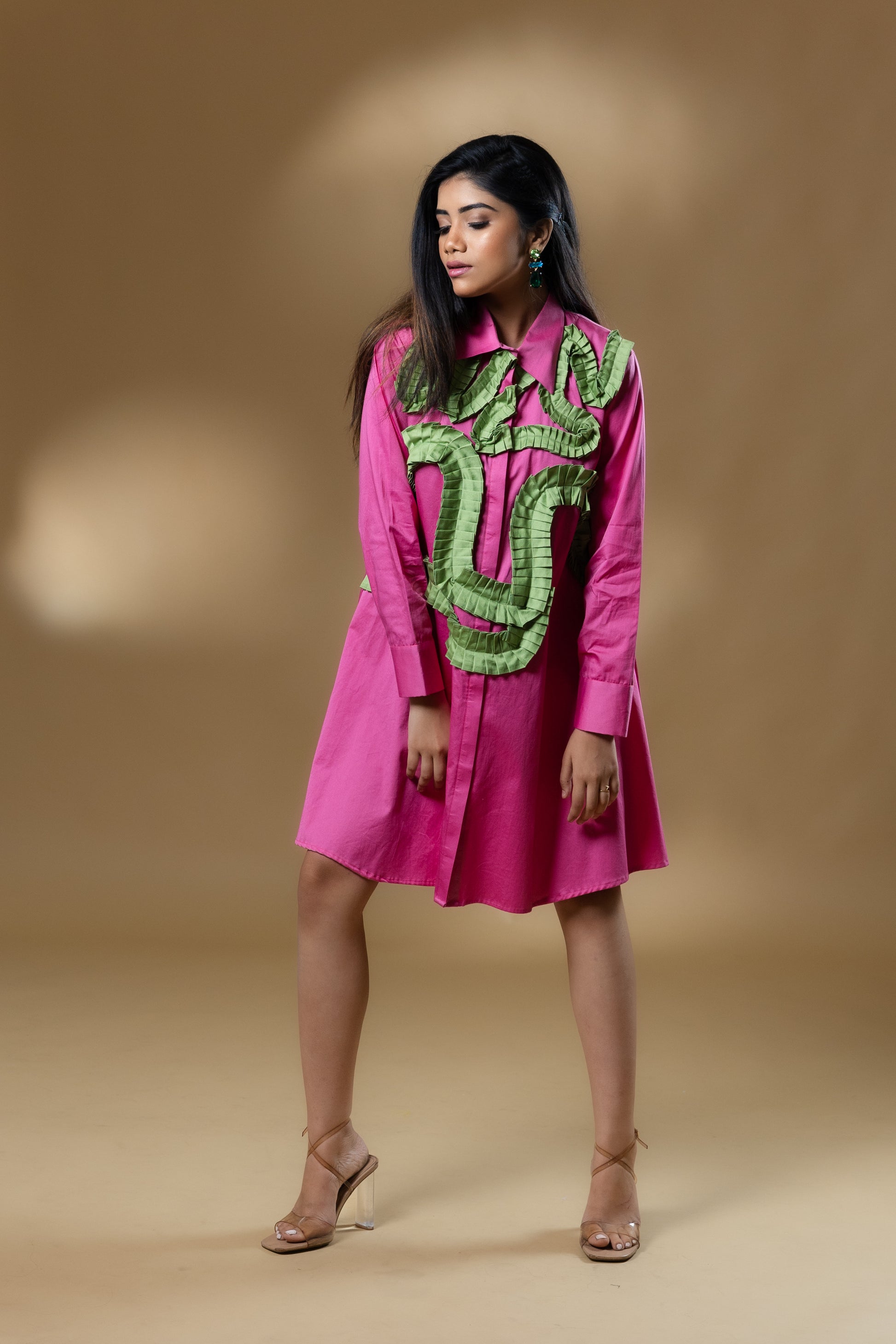 Pink Italian Cotton Frills Dress