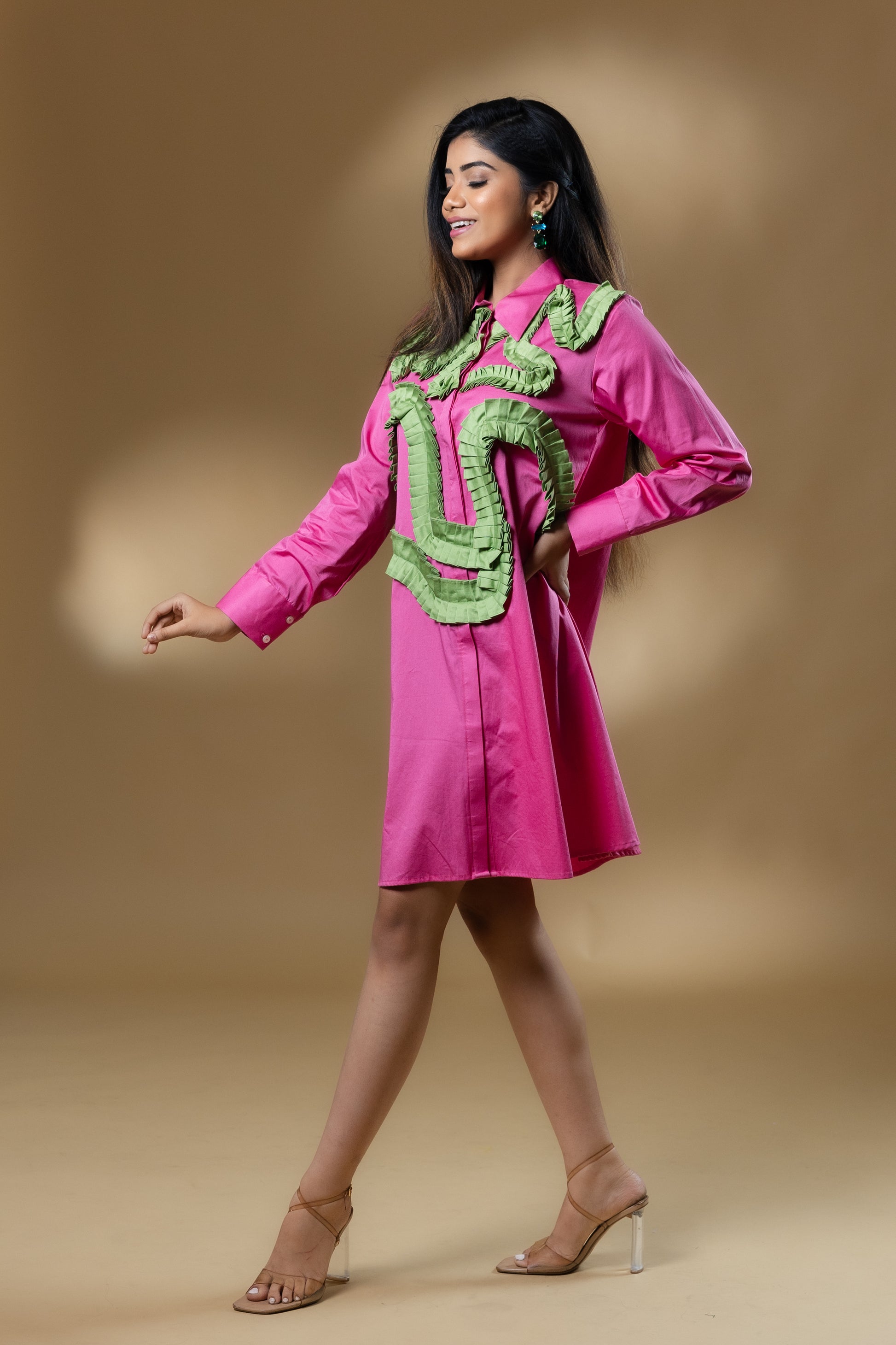 Pink Italian Cotton Frills Dress