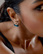 Azure Glow Crystal Stud Earrings - Gold Plated