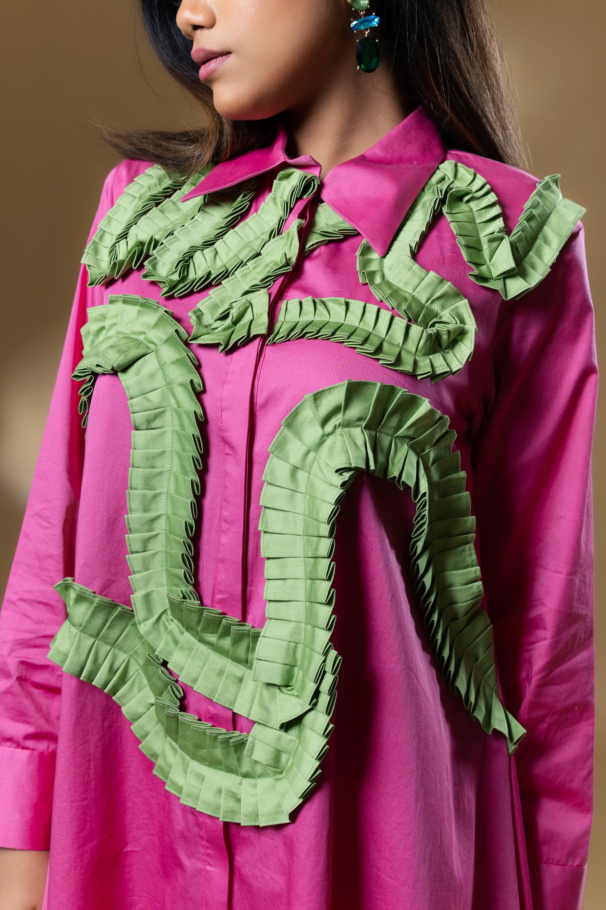 Pink Italian Cotton Frills Dress