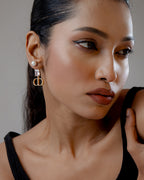 Elara Pearl Crystal Drop Earrings - Gold Plated