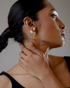 Elara Pearl Crystal Drop Earrings - Gold Plated