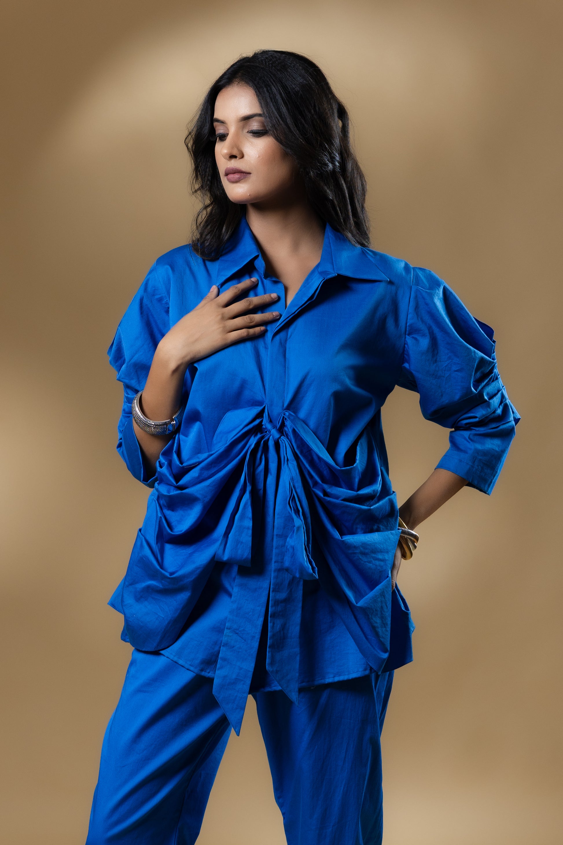 Electric Blue Italian Cotton Knotty Co-ord