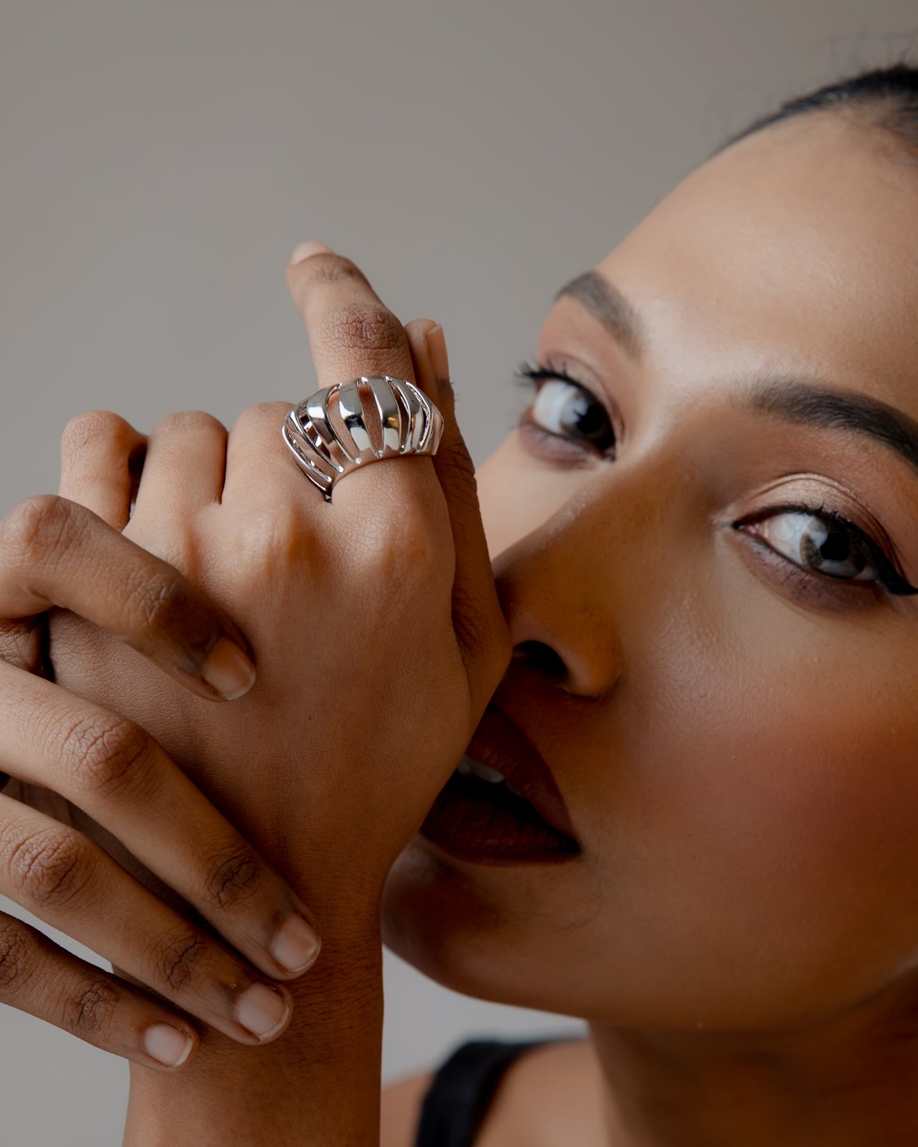 Helix Sculpt Statement Ring – Silver