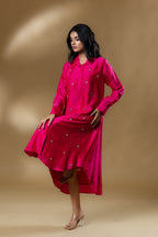Magenta Pink Bemberg Silk Gin Stone Dress