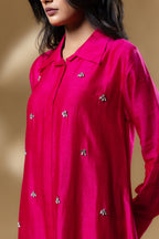 Magenta Pink Bemberg Silk Gin Stone Dress