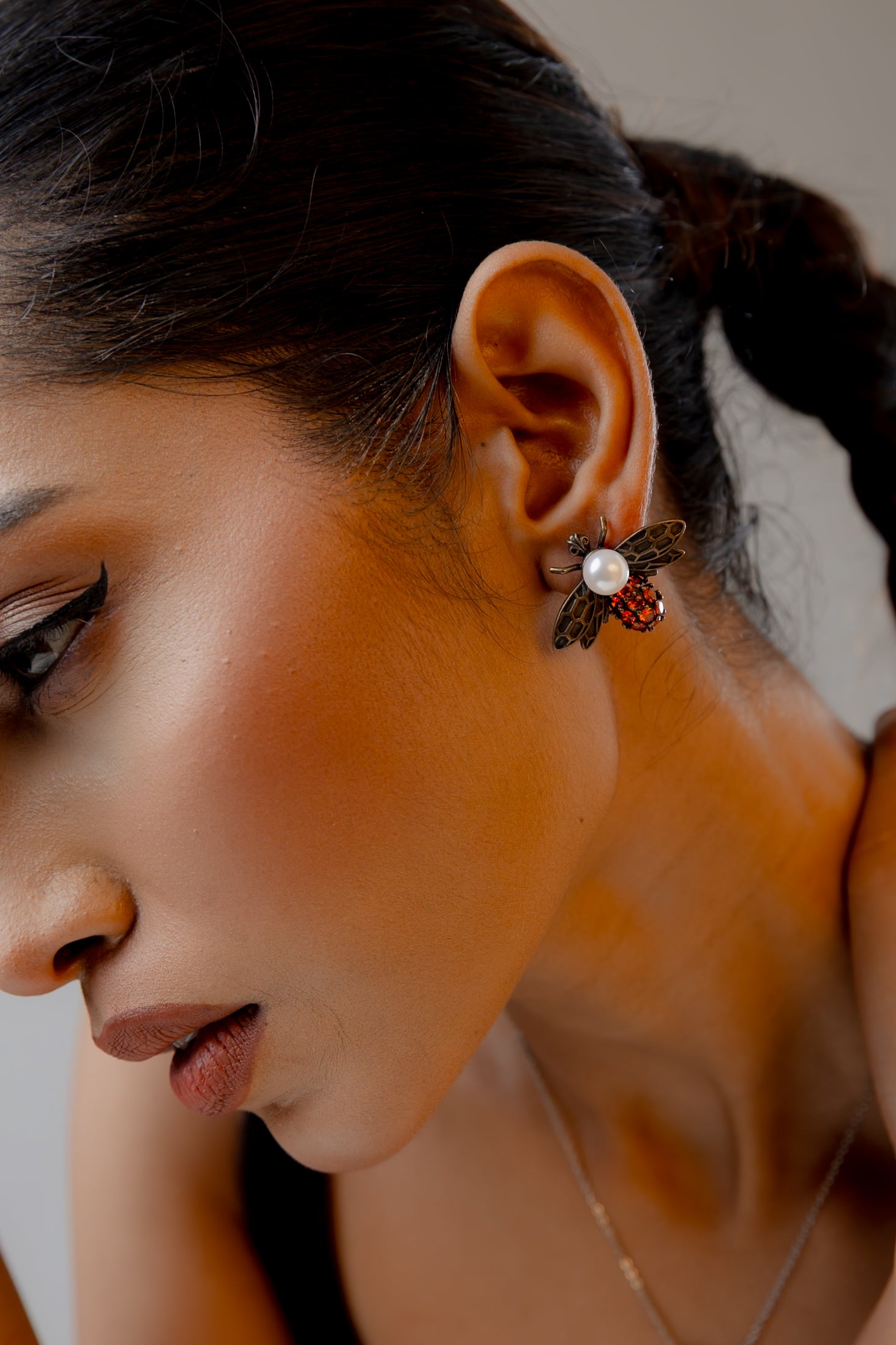 Regal Ember Bee Statement Earrings (18K Gold Plated)