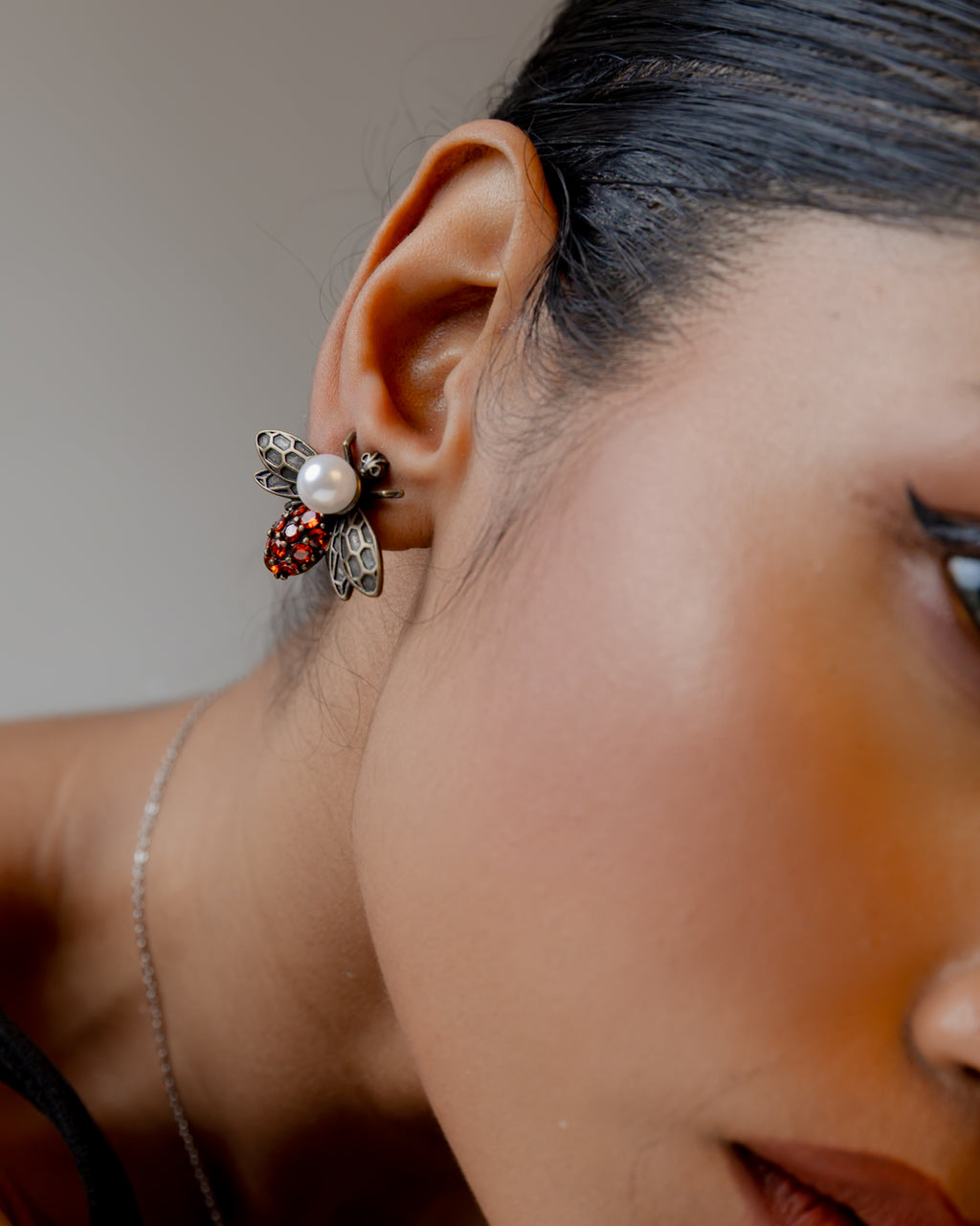 Regal Ember Bee Statement Earrings (18K Gold Plated)