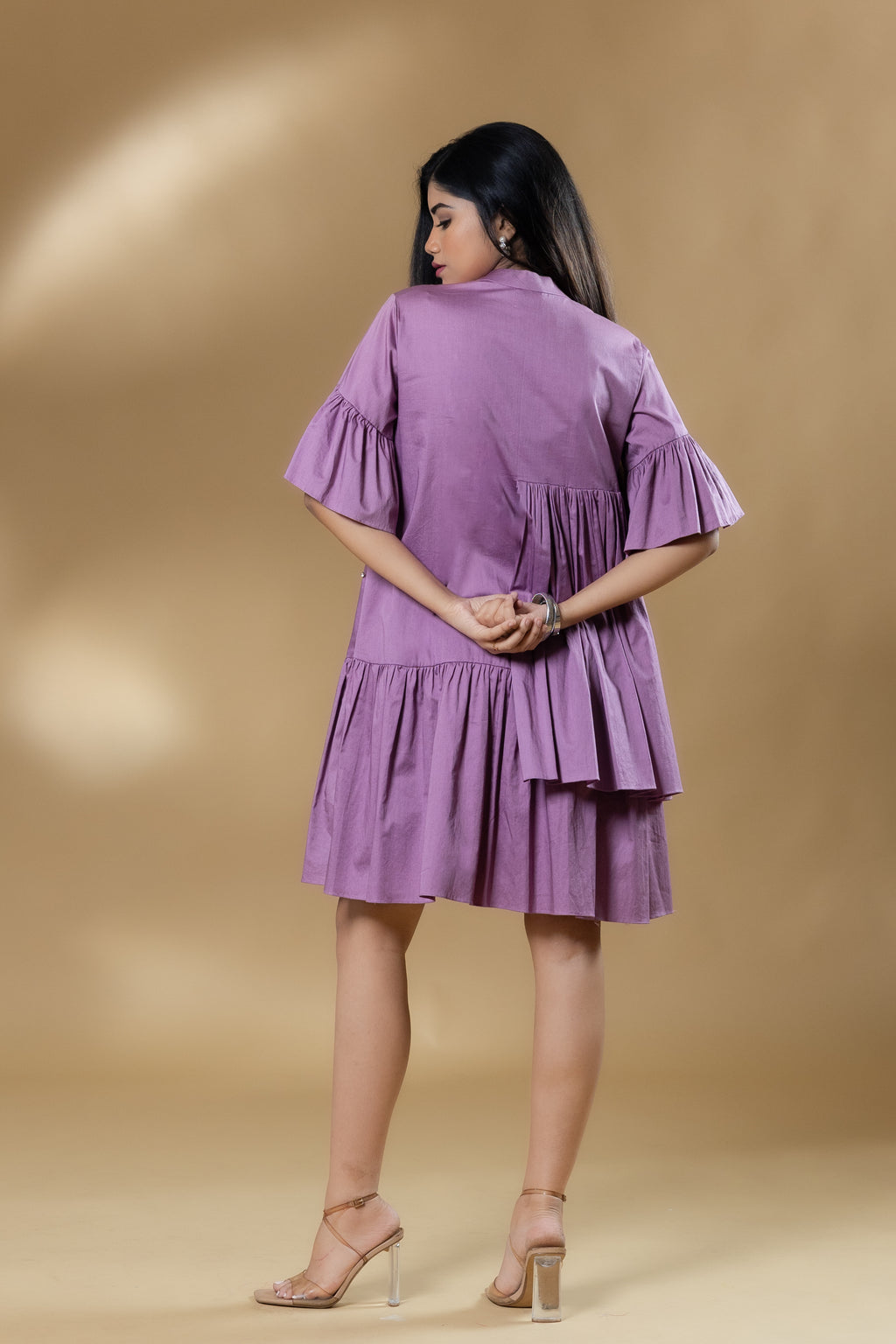 Lavender Italian Cotton Gin Stone Short Dress