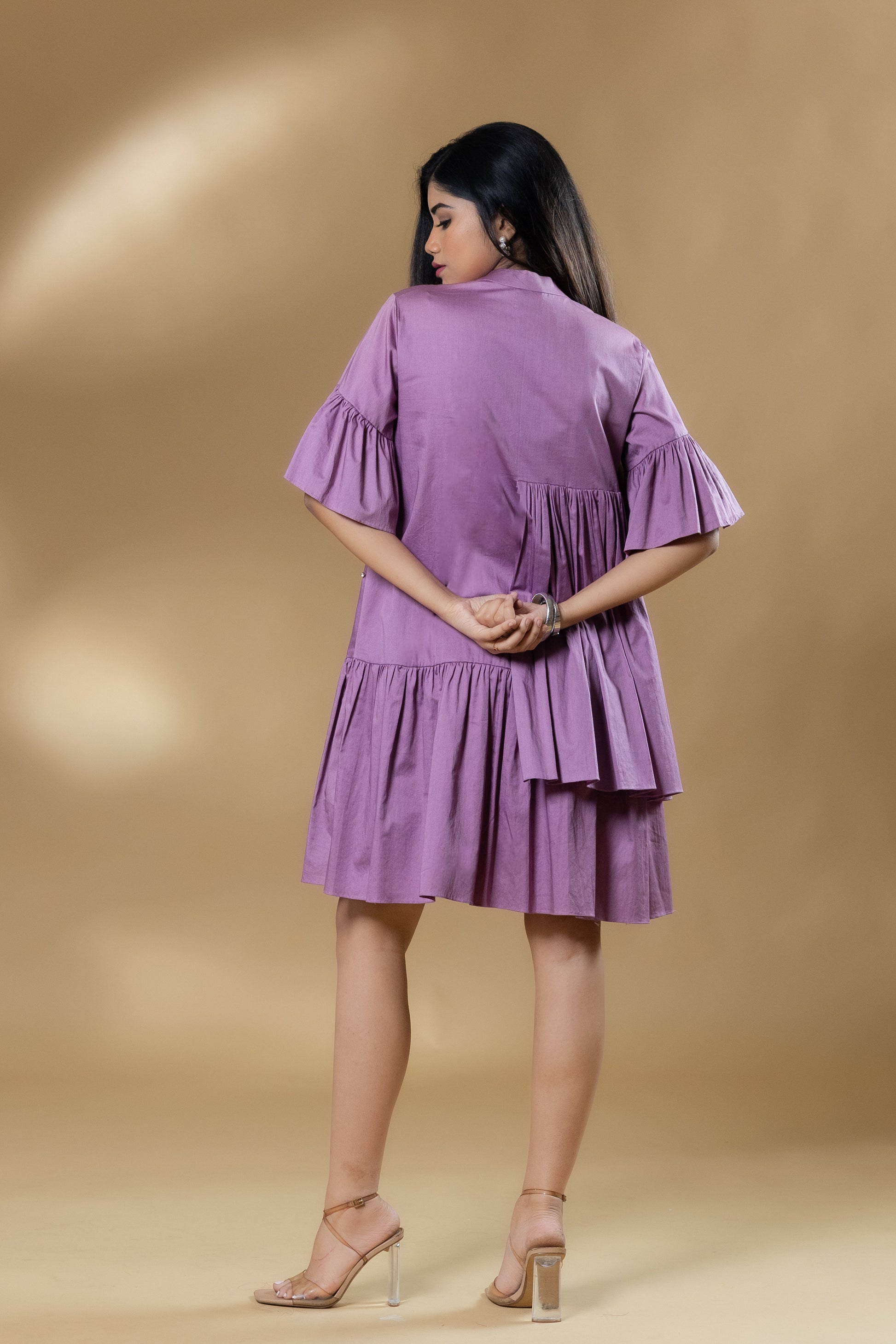 Lavender Italian Cotton Gin Stone Short Dress
