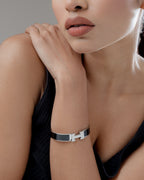 H - Noir Edge Luxe Silver Cuff Bracelet (Gold Plated)
