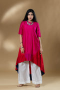 Magenta Pink Bemberg Silk Block Patterned Co-ord