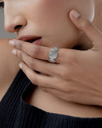 Celeste Spiral Adjustable Ring – Silver Tone