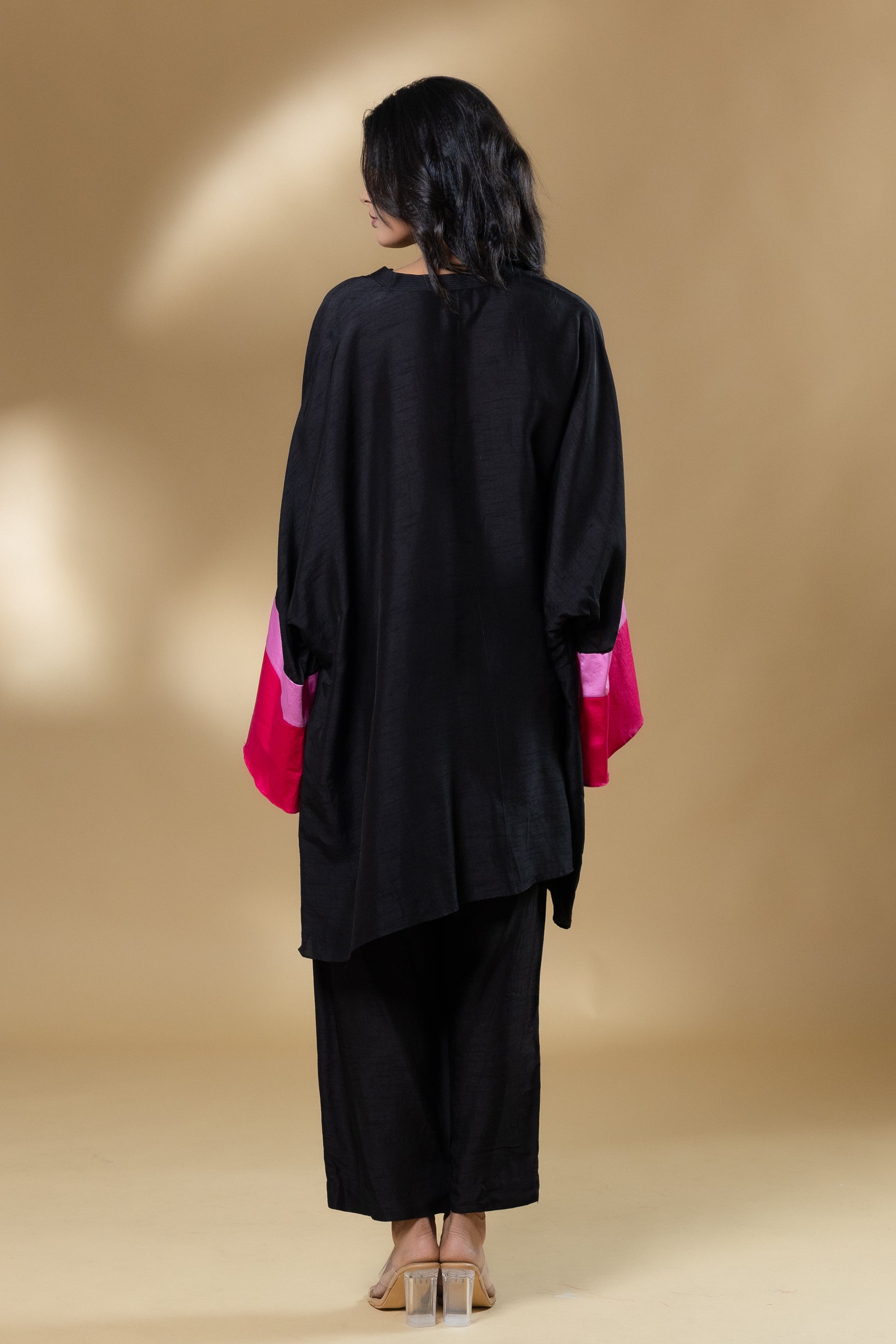 Black Bemberg Silk Agran Flowy Co-ord