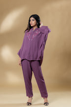 Mauvellous Pink Georgette Embroidered Co-ord