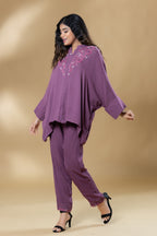 Mauvellous Pink Georgette Embroidered Co-ord