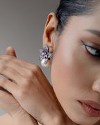 Amara Lilac Bloom Pearl Statement Earrings