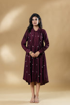 Maroon Bemberg Silk Gin Stone Dress