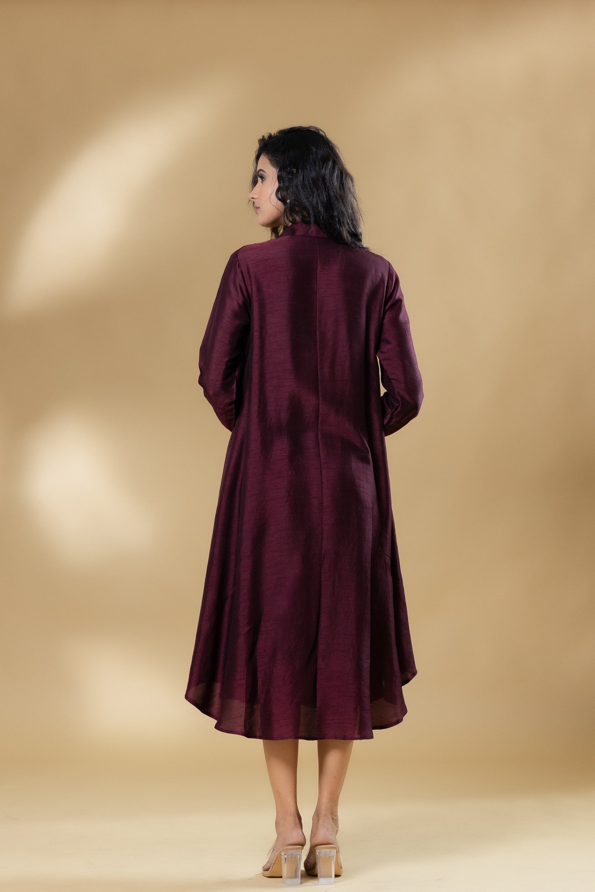 Maroon Bemberg Silk Gin Stone Dress