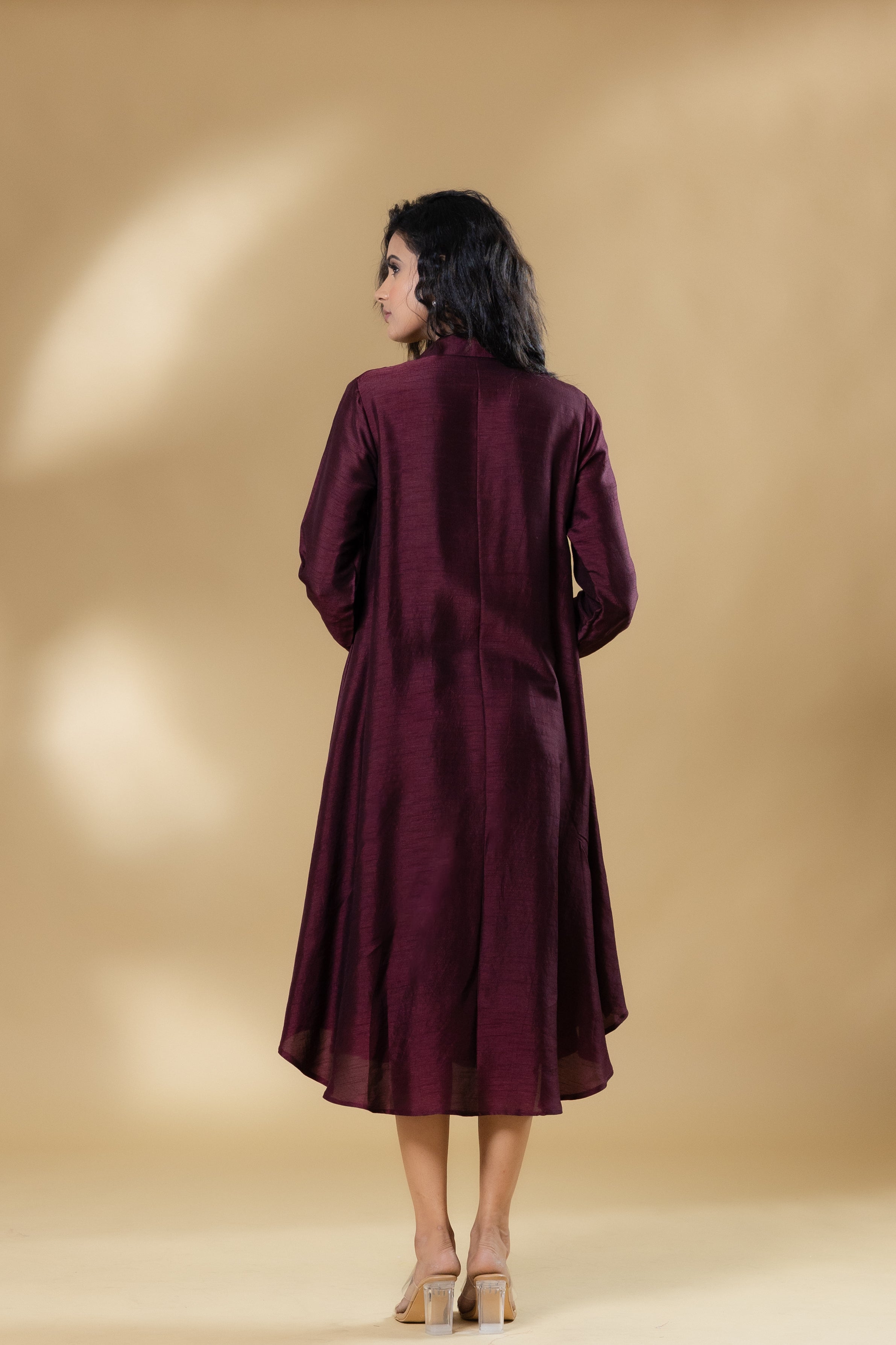 Maroon Bemberg Silk Gin Stone Dress