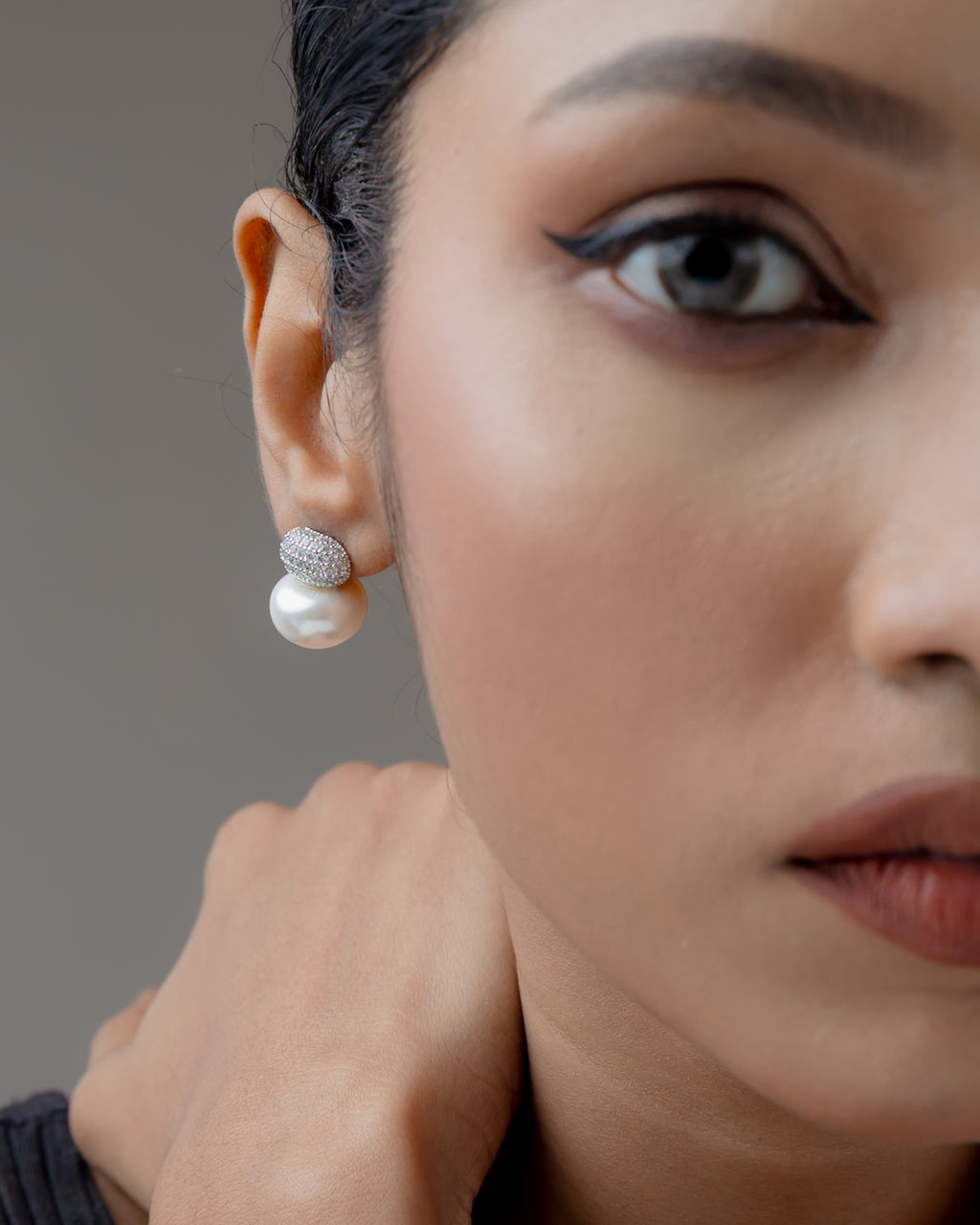Isla Pearl Crystal Stud Earrings