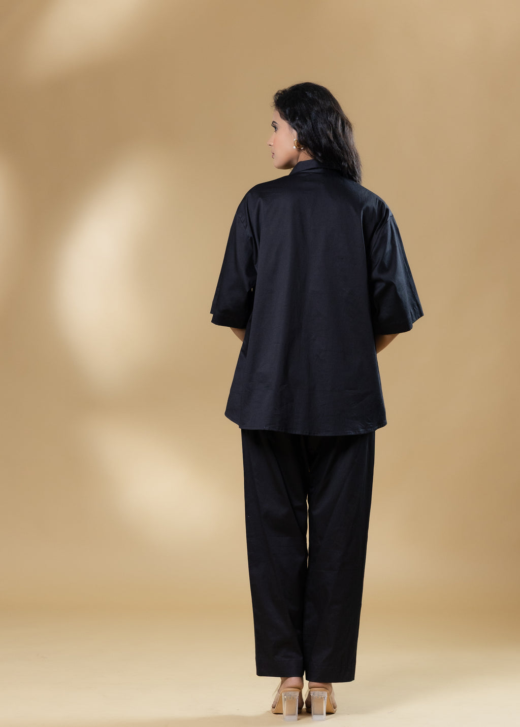 Black Italian Cotton Sequin Butterfly Co-ord
