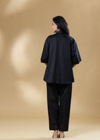Black Italian Cotton Sequin Butterfly Co-ord