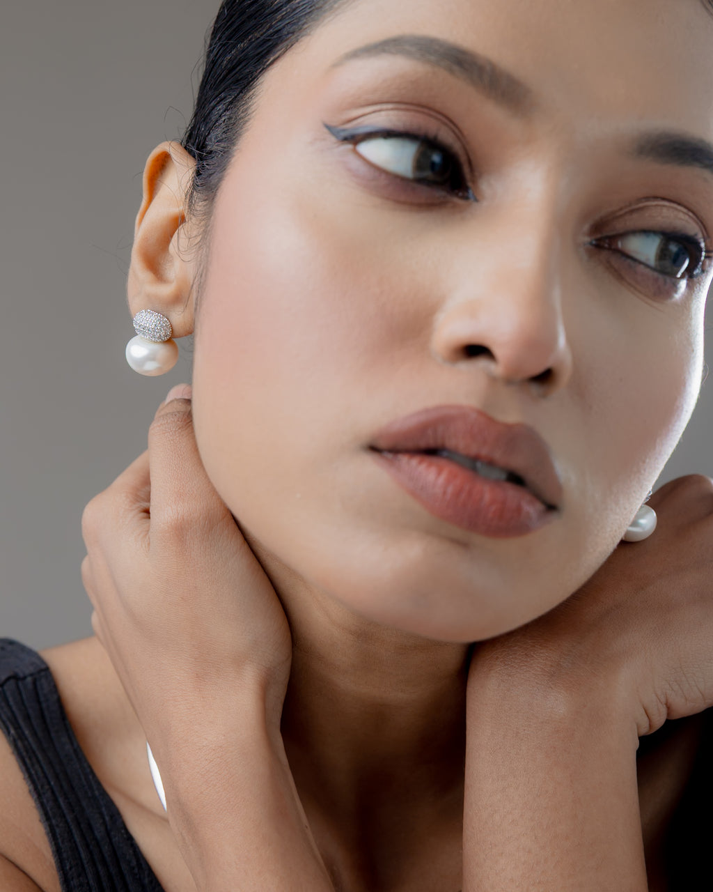 Isla Pearl Crystal Stud Earrings
