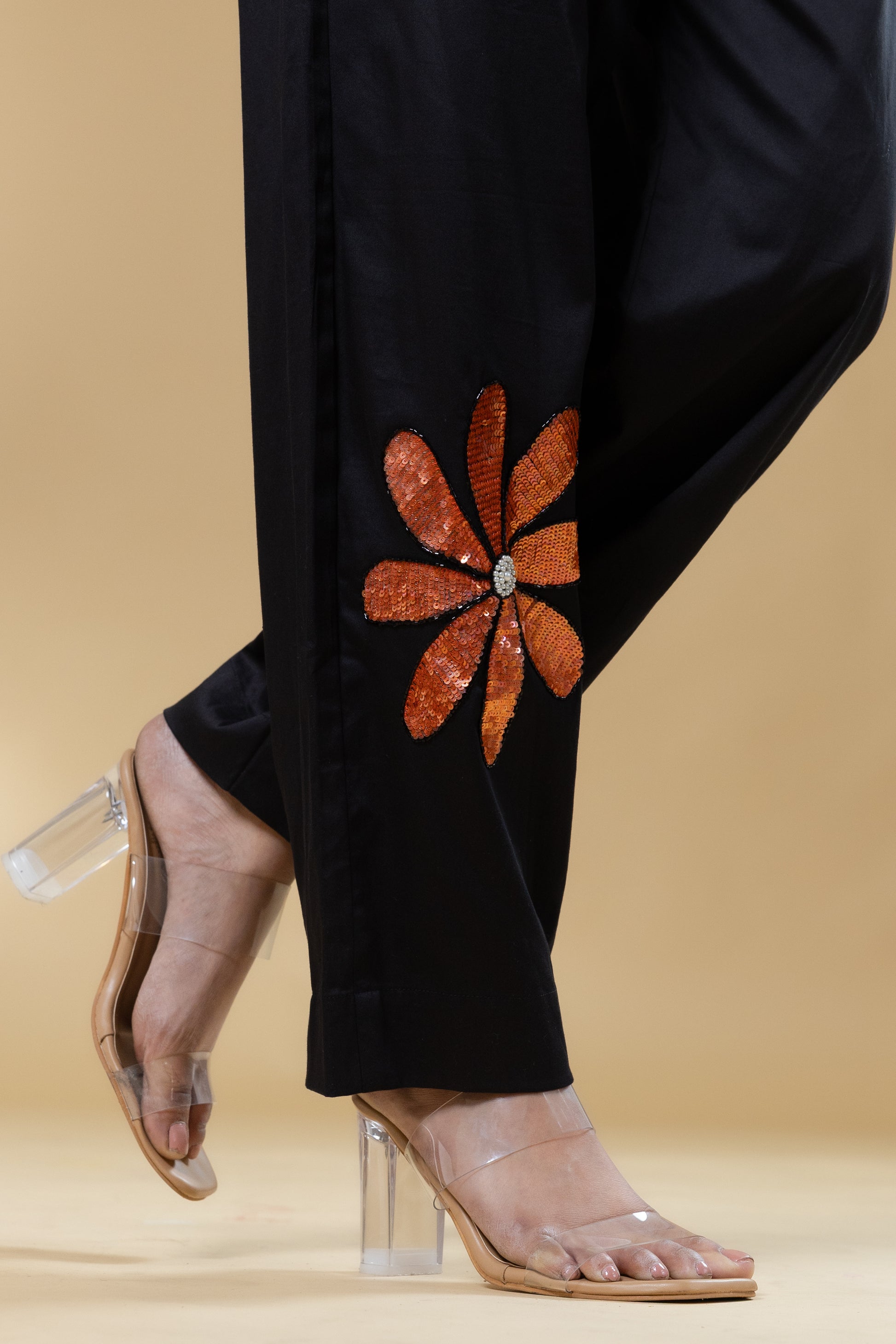 Black Italian Cotton Sequin Butterfly Co-ord