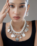Celeste Pearl Coin Statement Necklace
