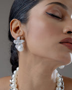 Celestia Bloom Pearl Statement Earrings (Gold Plated)