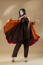Brown Boho Bemberg Silk 2 in 1 Co-ord (3 Piece Set)
