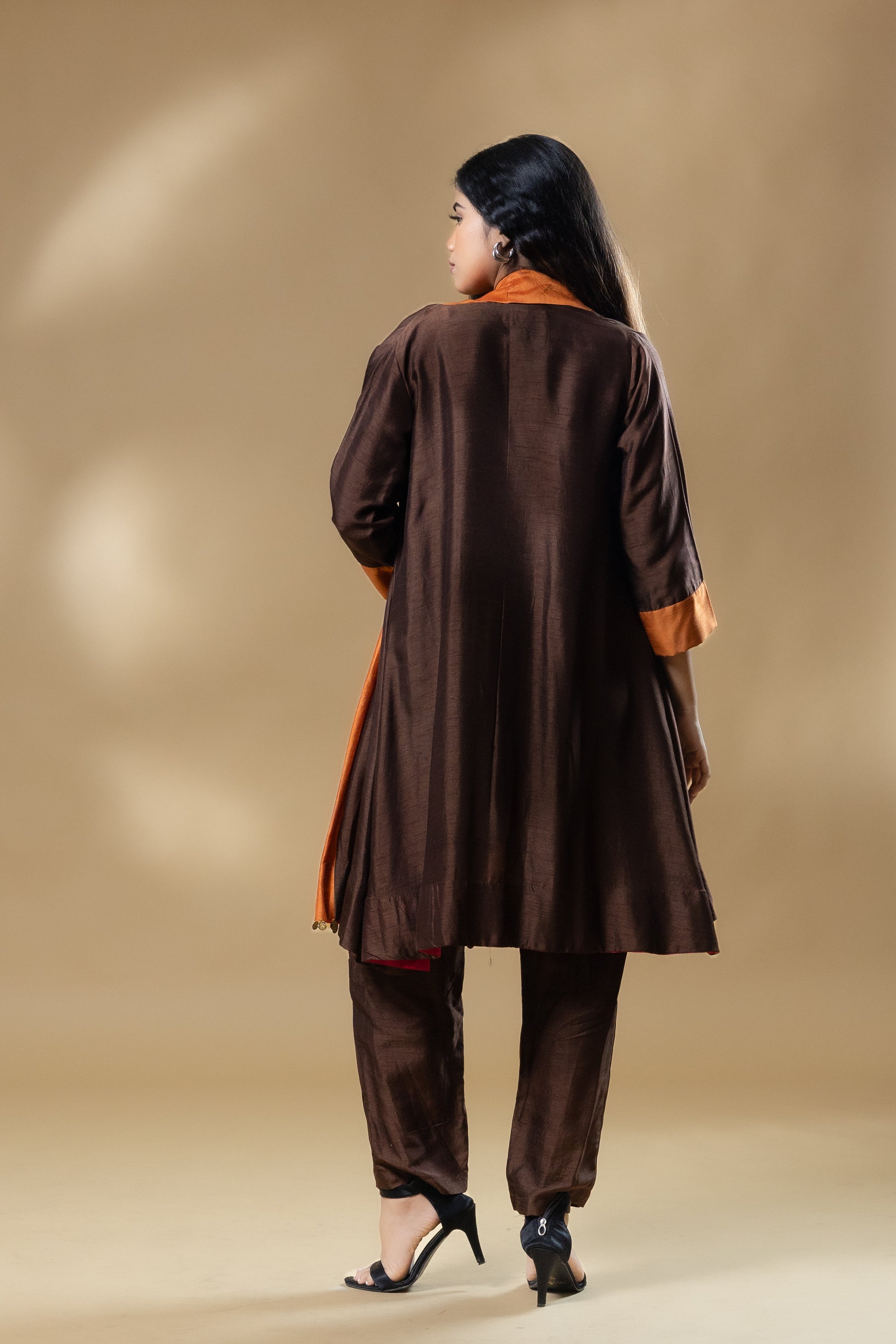 Brown Boho Bemberg Silk 2 in 1 Co-ord (3 Piece Set)