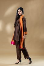 Brown Boho Bemberg Silk 2 in 1 Co-ord (3 Piece Set)