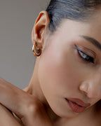 Midnight Arc Enamel Hoop Earrings (18K Gold Plated)