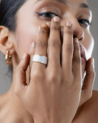 Noir Wave Adjustable Ring – Gold & White