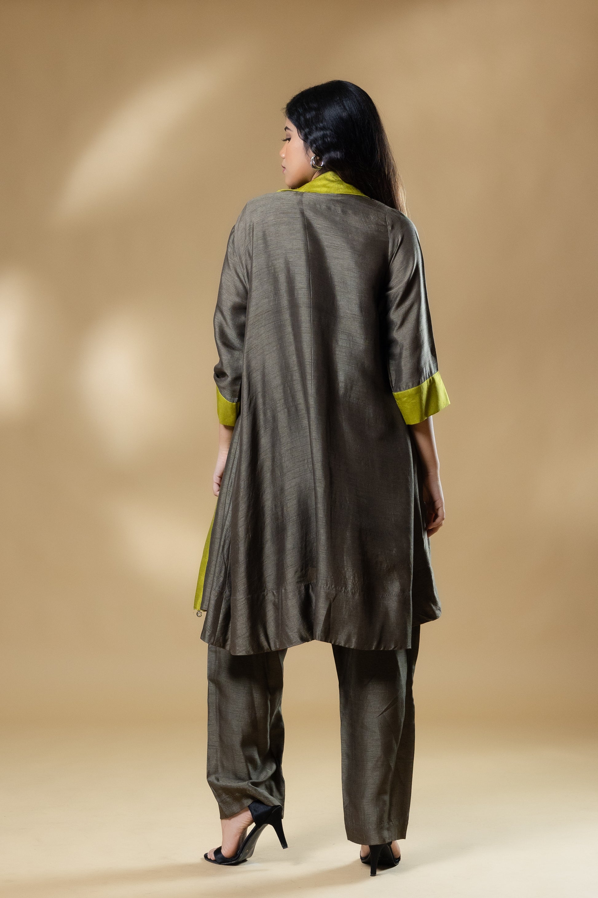 Green Boho Bemberg Silk 2 in 1 Co-ord (3 Piece Set)