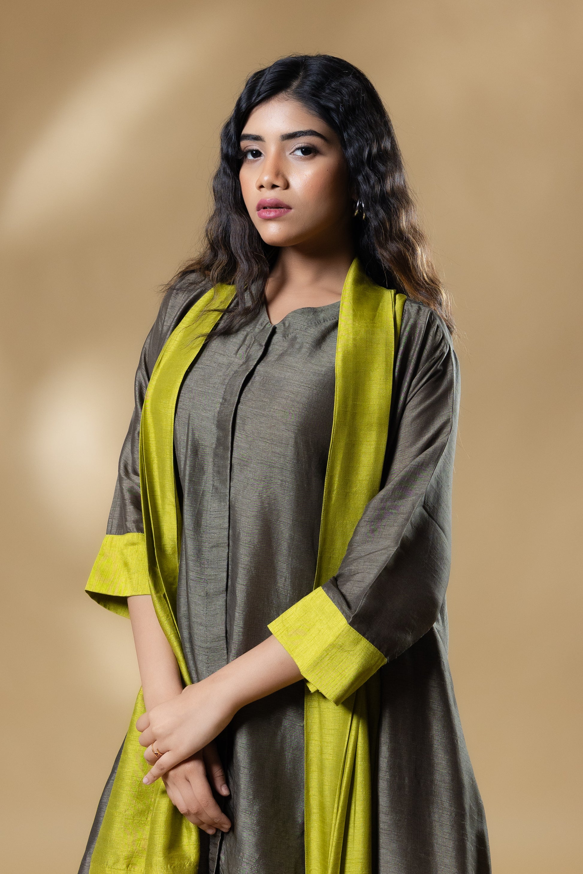 Green Boho Bemberg Silk 2 in 1 Co-ord (3 Piece Set)