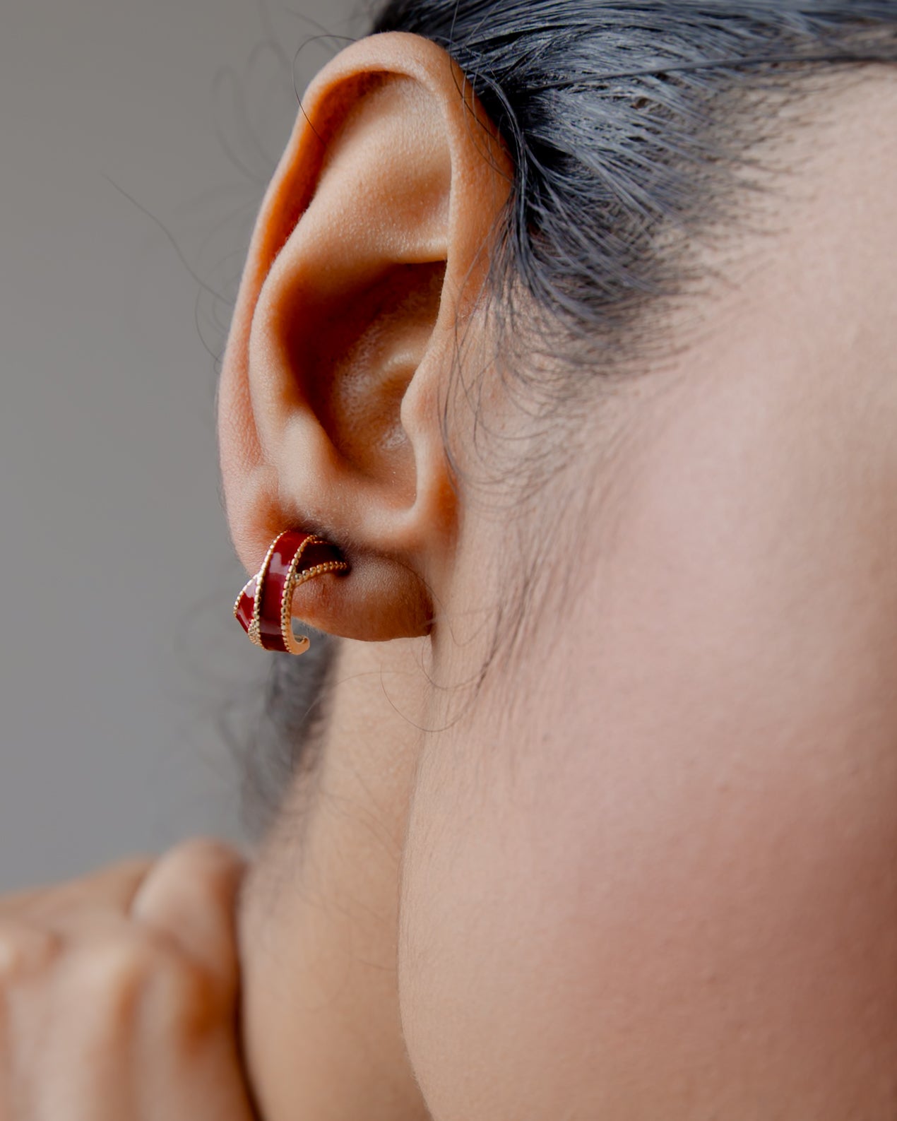 Ruby Knot Mini Hoop Earrings ( Gold Plated)
