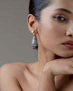 Azure Vein Statement Drop Earrings in Grey and Black