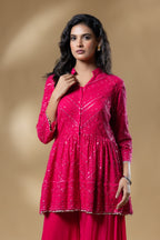 Pink Georgette Peplum Set