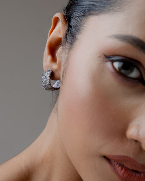 Midnight Sparkle Pavé Huggie Earrings - 18K Gold Plated