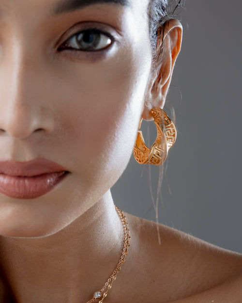 Aurelia Greek Hoop Earrings - Gold Plated