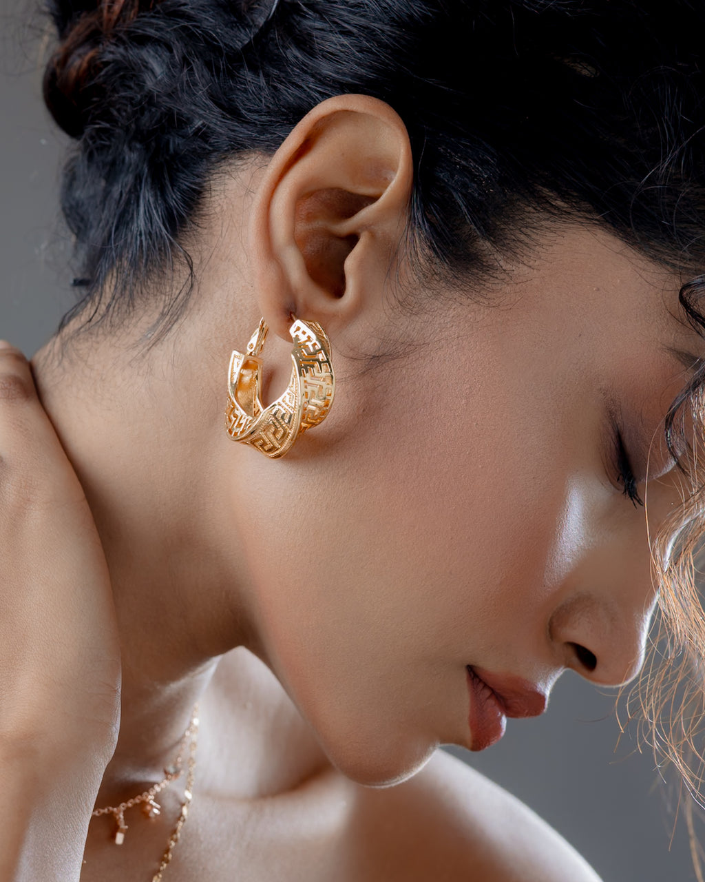 Aurelia Greek Hoop Earrings - Gold Plated