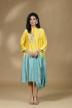 Yellow Ombre Satin Sunrays Long dress