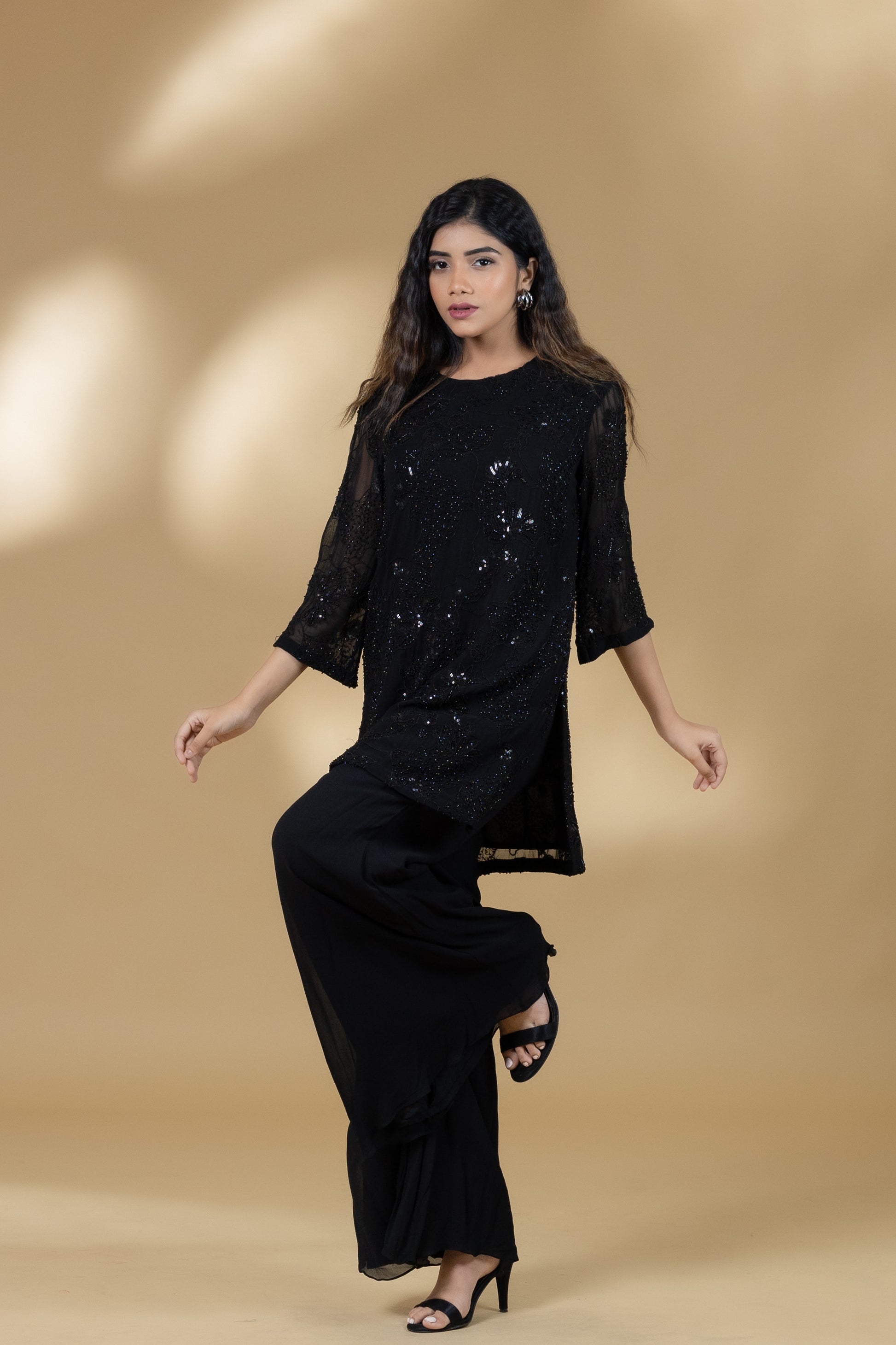 Black Embroidered Co-ord