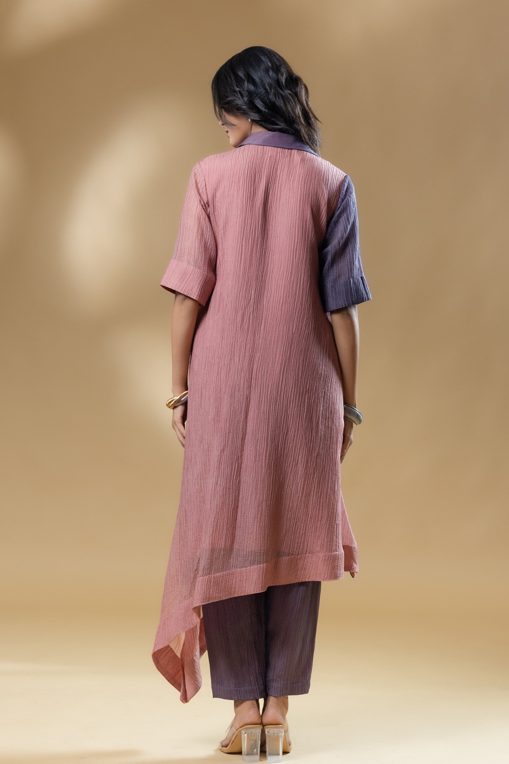 Dual Coloured Silk Crush Block Style Co-ord
