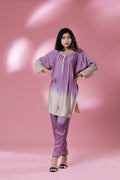 Ombre Bemberg Satin Lightly Embroidered Co-ord